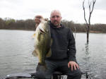 Jason Politte from DeSoto, Missouri caught this 7.5 pound bass fishing with a white spinnerbait in a foot of water around grass.