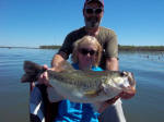 Linda Brown with a hawg weighing over 10 pounds fishing with  guide Eddie Garrett 