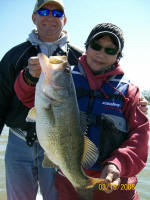Pro Guide Stan Fadrowski and client display a Lake Fork trophy bass.