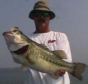 Pro Guide John Tanner with a Lake Fork bass that weighed 9.8 pounds. 