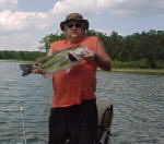 Jeff Benvenuti from Dover, Delaware on vacation at Lake Fork, caught this 8.50 lbs on a silver Rat L Trap in 6 ft of water. ( 6\21\06)