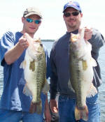 Brian and Jason with a nice Lake Fork double.  Bass fishing with Pro Guide Tom Redington
