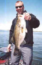 Trophy Bass that was caught by John Stewart of Dallas Tx in April while fishing with Guide JW Peterson
