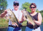 oe and Joy from Alaska display two nice Lake Fork bass