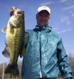 Brandon Block from Dallas with a hog he caught with Pro Guide John Tanner 3/6 on a white Cannibal by www.grandebass.com.